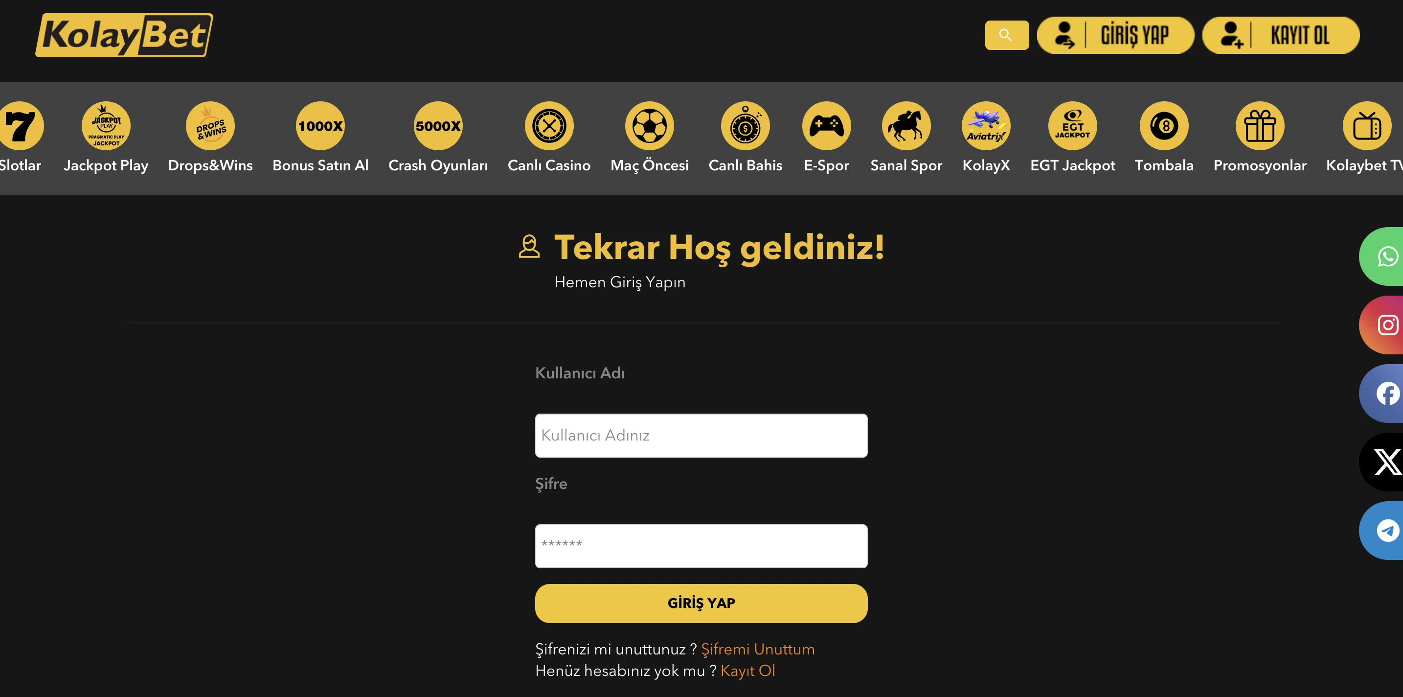 Kolaybet’e çalışan casino girişi